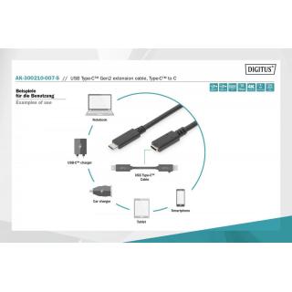 Kabel przedłużający USB 3.1 Gen.2 SuperSpeed+ 10Gbps Typ USB C/USB C M/Ż, PD, czarny 0,7m