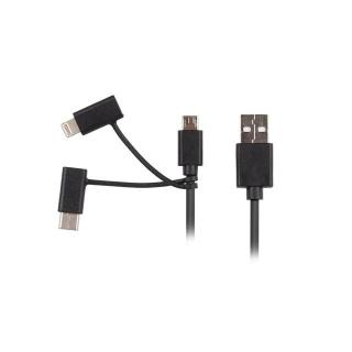 Kabel 3in1 USB AM - micro USB BM + Lightning M + USB CM...