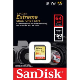 Karta pamięci Extreme SDXC 64GB 150/60 MB/s V30 UHS-I U3