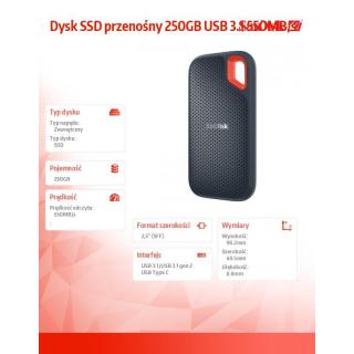 Dysk SSD przenośny 250GB USB 3.1 550MB/s