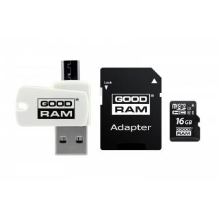 Karta microSDHC 16GB CL10 + adapter + czytnik