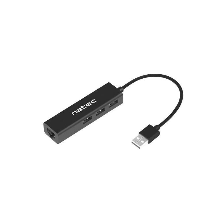 Hub USB Dragonfly 3 porty USB 2.0 + RJ45