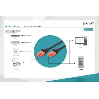 Patch cord U/UTP kat.6 PVC 5m czarny