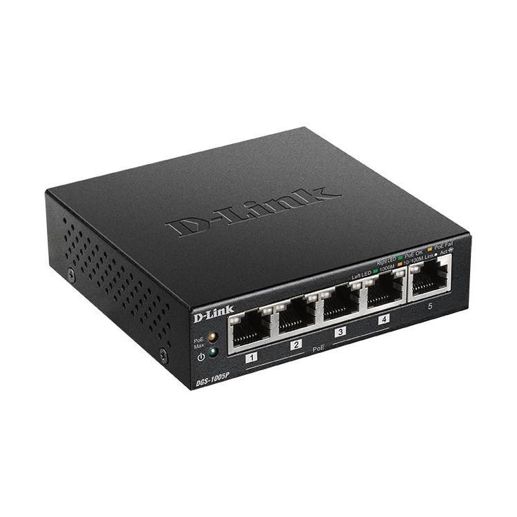 Switch DGS-1005P 5xGbE (4xPoE+ 60W)