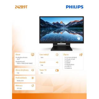 Monitor 242B9T 23.8 Touch IPS Touch DVI HDMI DP