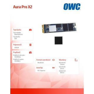 Dysk SSD Aura Pro X2 SSD 480GB 1549MB/s Mac Pro 2013 Heatsink