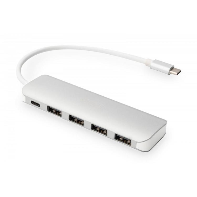 HUB/Koncentrator 4-portowy USB 3.0 SuperSpeed z Typ C Power Delivery, aluminium