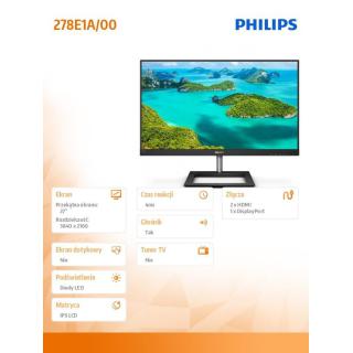 Monitor 278E1A 27 cali IPS 4K HDMIx2 DP Głośniki