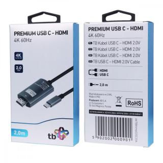 Kabel HDMI 2.0V - USB 3.1 typ C 60HZ alum.