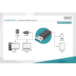 Adapter DIGITUS USB 3.0 HighSpeed Typ USB C/USB A M/Ż czarny