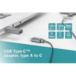 Adapter DIGITUS USB 3.0 HighSpeed Typ USB C/USB A M/Ż czarny