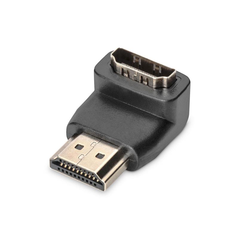 Adapter DIGITUS HDMI 2.0 HighSpeed z Ethernetem Typ HDMI A kątowy/HDMI A M/Ż czarny