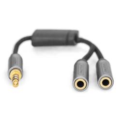 Kabel adapter audio splitter DIGITUS PREMIUM MiniJack 3,5mm /2x 3,5mm MiniJack M/Ż nylon 0,2m