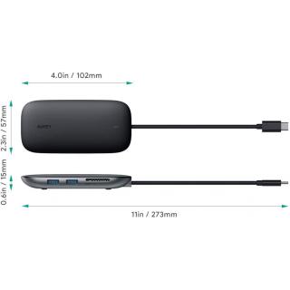 CB-C71 aluminiowy HUB USB-C | 8w1 | RJ45 Ethernet 10/100/1000Mbps | 3xUSB 3.1 | HDMI 4k@30Hz | SD i microSD | USB-C Power