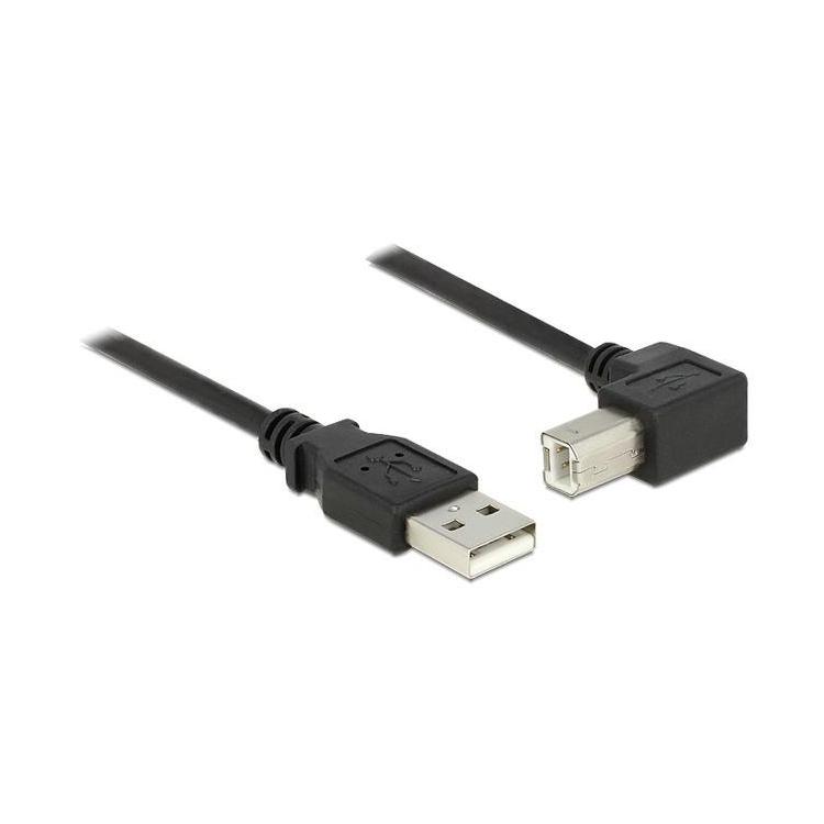 Kabel USB AM/BM 1m Czarny Kątowy