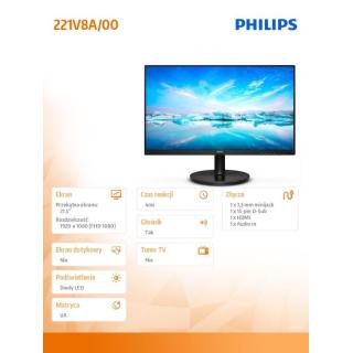 Monitor 21.5 cali 221V8A VA HDMI Głośniki