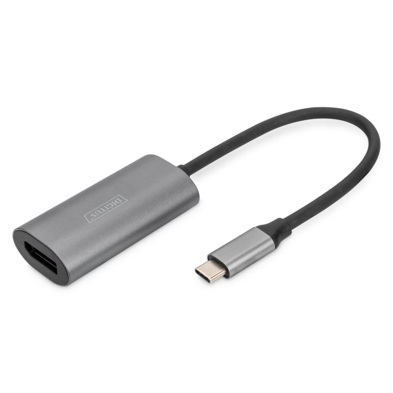 Kabel adapter graficzny DIGITUS USB Typ C na DisplayPort 8K 30Hz aluminiowy 0,2m