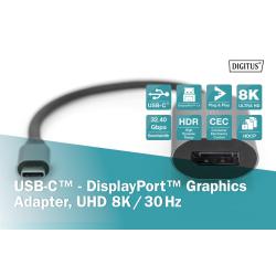 Kabel adapter graficzny DIGITUS USB Typ C na DisplayPort 8K 30Hz aluminiowy 0,2m