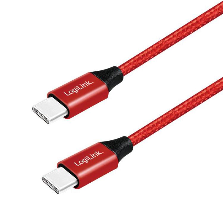 Kabel USB 2.0 USB-C do USB-C męski, długość 1m Czerwony