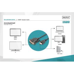 Kabel adapter DIGITUS HDMI Highspeed 1.3 Typ A / DVI-D(18+1), M/M 10m Black