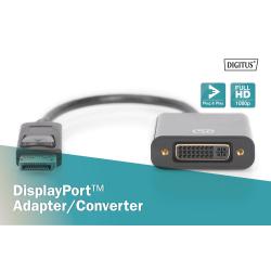 Kabel adapter DIGITUS DisplayPort 1080p 60Hz FHD DP/DVI-I (24+5) M/Ż 0.15m