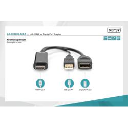 Kabel adapter DIGITUS HDMI 4K 30Hz na DisplayPort i USB...