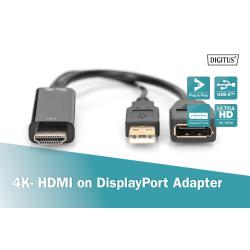 Kabel adapter DIGITUS HDMI 4K 30Hz na DisplayPort i USB A, 0,2m