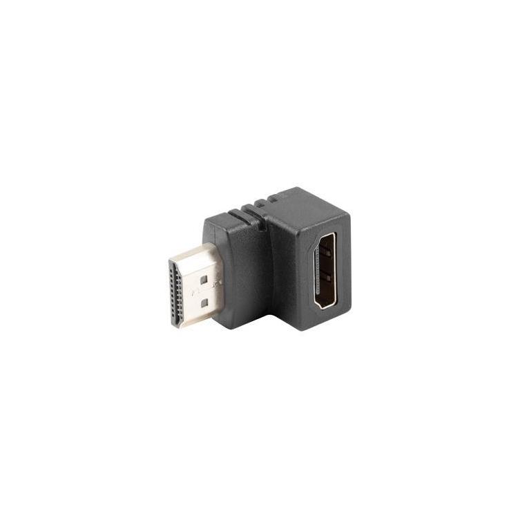 Adapter HDMI(M) - HDMI(F) Kątowy 90 stopni dół Czarny