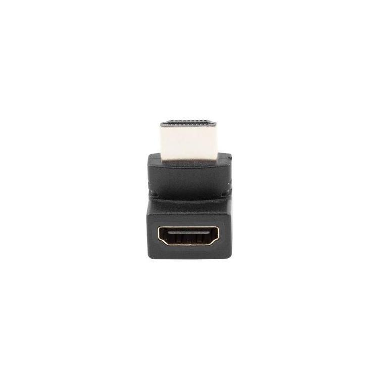 Adapter HDMI(M) - HDMI(F) Kątowy 90 stopni górny Czarny