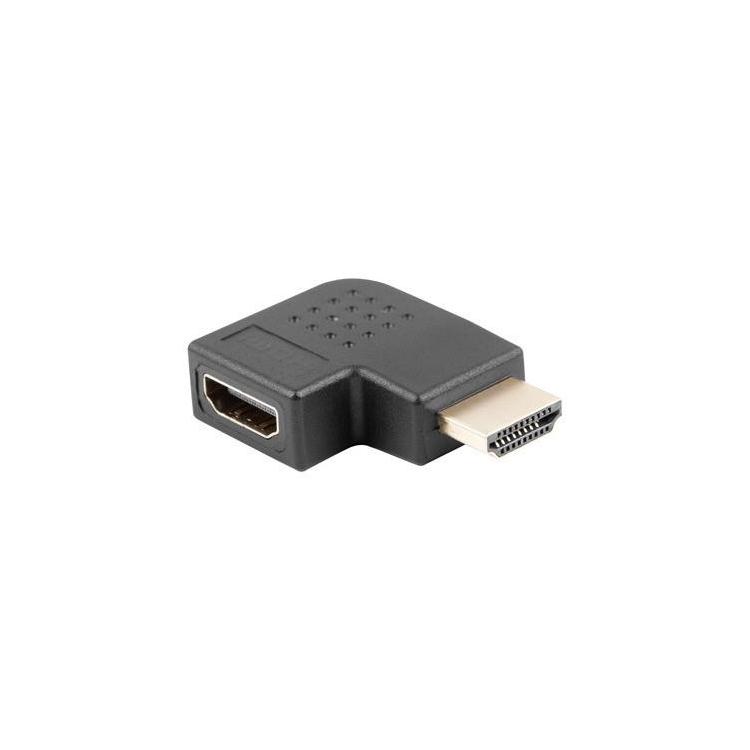 Adapter HDMI(M) - HDMI(F) Kątowy 90 stopni prawo Czarny