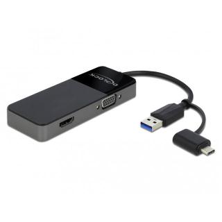 Adapter USB-A + USB-C 3.0 - HDMI 4K + VGA M/F na kablu...