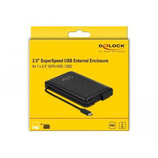 Kieszeń zewnętrzna HDD/SSD Sata 2,5 cala USB-C 3.1 IP66 Czarna