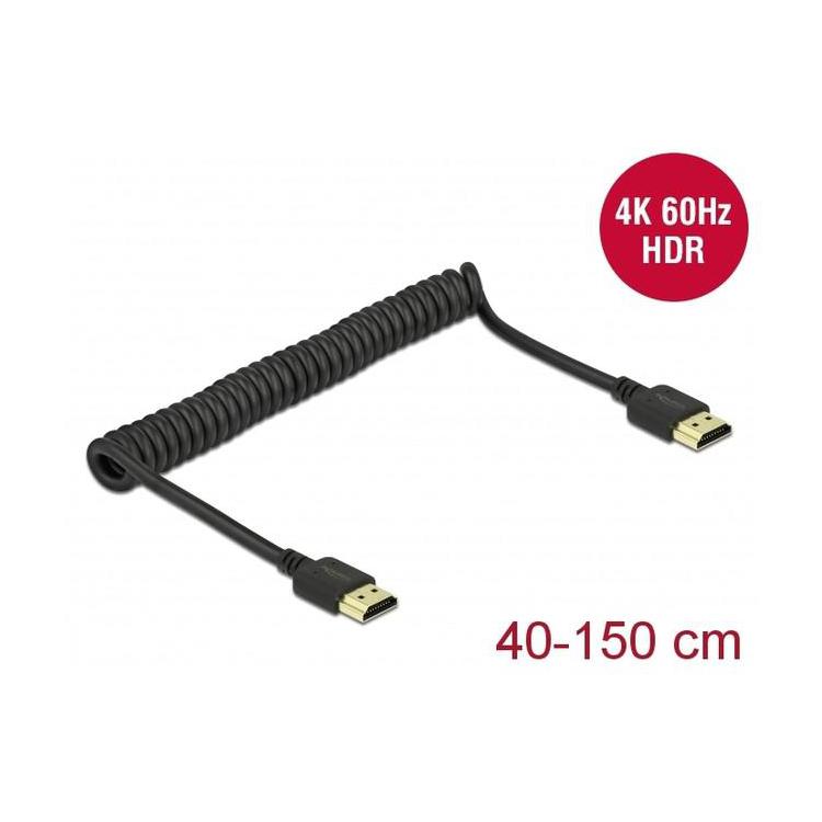 Kabel HDMI M/M v2.0 0.4m - 1.5m spirala czarny