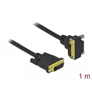 Kabel DVI-D(24+1) - DVI-D(24+1) M/M 1m kątowy dół czarny