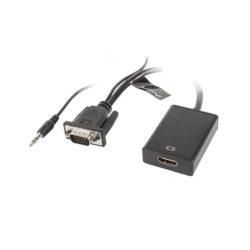 Kabel adapter Lanberg VGA (M) + Audio - HDMI (F) czarny