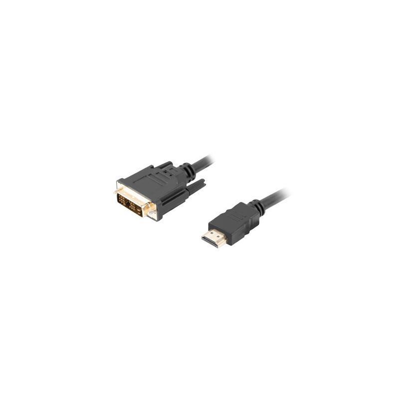 Kabel adapter Lanberg HDMI(M) - DVI-D(M)(18+1) 1,8m Single Link pozłacane styki czarny