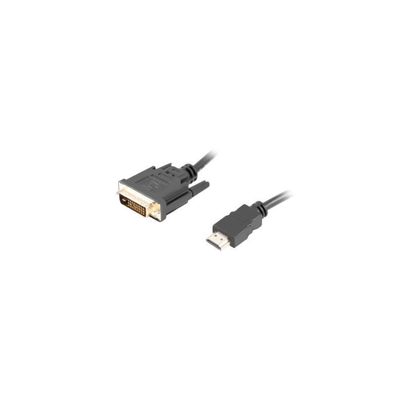 Kabel adapter Lanberg HDMI(M) - DVI-D(M)(24+1) 3m Dual Link pozłacane styki 4K 30 Hz czarny