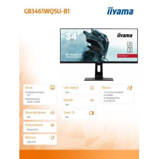 Monitor 34 cale GB3461WQSU-B1 IPS,UWQHD,144HZ,1MS,USB3.0,2xHDMI,2xDP.