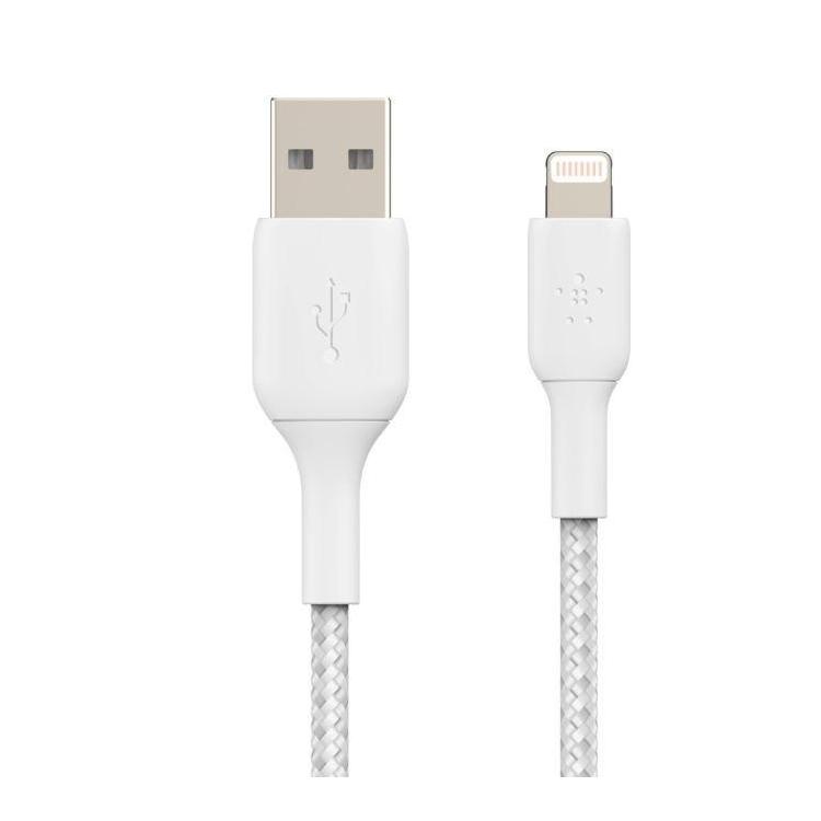 Kabel Braided USB- Lightning 15cm biały