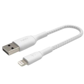 Kabel Braided USB- Lightning 15cm biały