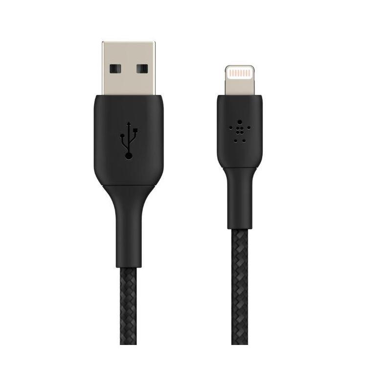 Kabel Braided USB- Lightning 1m czarny