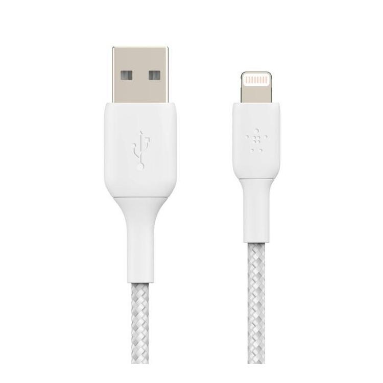 Kabel Braided USB- Lightning 1m biały