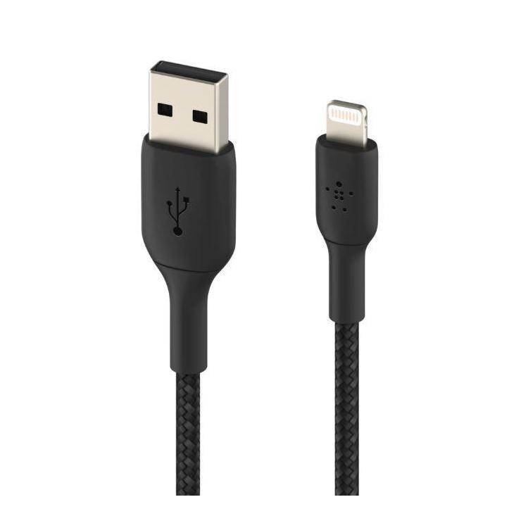 Kabel Braided USB- Lightning 2m czarne