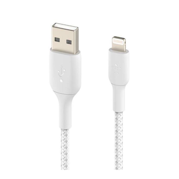 Kabel Braided USB- Lightning 2m biały