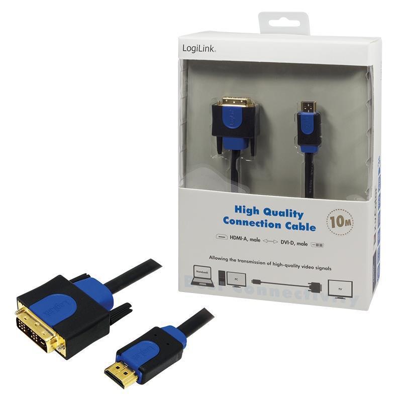 Kabel adapter LogiLink CHB3110 HDMI DVI, 10m