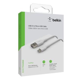 Kabel PVC USB-A micro USB 1m biały