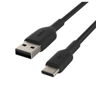 Kabel Braided USB-C USB-A 15cm czarny