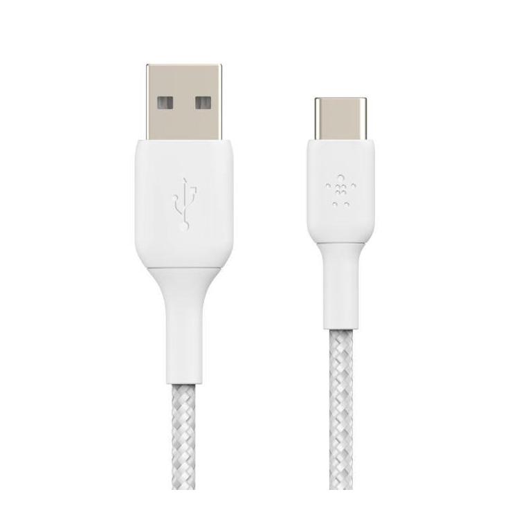 Kabel Braided USB-C USB-A 15cm biały