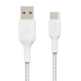 Kabel Braided USB-C USB-A 1m biały