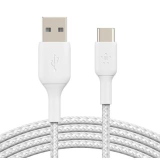 Kabel Braided USB-C USB-A 1m biały